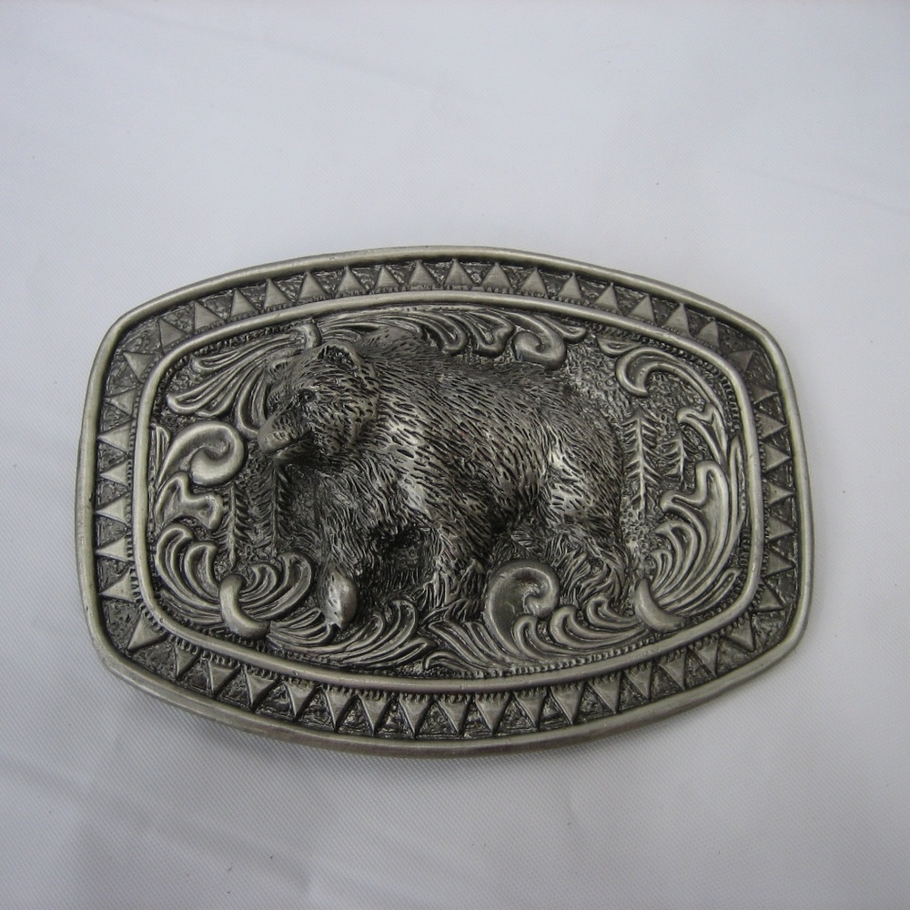 IvanBuckle Raised Bear Silver-tone Western Buckle